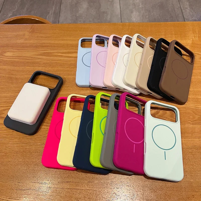 Official Solid Color Liquid Silicone Magsafe Phone Case for IPhone 17 Pro Max 17 Pro 17 Air Magnetic Wireless Charge Cover